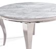 Louis 4 Seater Grey Marble and Chrome Round Dining Table - 120cm