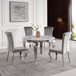 Louis 4 Seater Grey Marble and Chrome Round Dining Table - 120cm