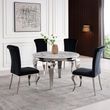 Louis 4 Seater Grey Marble and Chrome Round Dining Table - 120cm