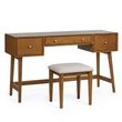 Lowry Cherry Wood Retro Style 3 Drawer Dressing Table with Stool