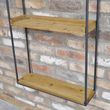 Dutch Industrial Fir Wood and Metal Wall Unit with Round Mirror
