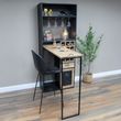 Dutch Mango Wood and Black Metal Large Bar Cabinet