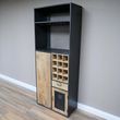 Dutch Mango Wood and Black Metal Large Bar Cabinet