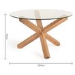 Bentley Designs Turin Glass 4 Seater Dining Table Light Oak Legs with 4 Fontana Grey Velvet Chairs