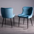 Bentley Designs Turin Light Oak 6-10 Seater Extending Dining Table with 8 Cezanne Petrol Blue Velvet Chairs - Black Legs