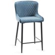 2 x Bentley Designs Cezanne Petrol Blue Velvet Fabric Barstool with Black Legs