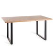 Bentley Designs Ramsay Oak Melamine 6 Seater Dining Table - U Leg with 4 Dali Grey Velvet Chairs