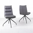 Diego Grey Leather Swivel Dining Chair with Black Legs