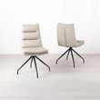 Diego Beige Leather Swivel Dining Chair with Black Legs
