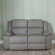 Bentley Light Grey Leather 2 Seater Recliner Sofa