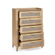 Sydney Faux Rattan 5 Drawer Midi Chest