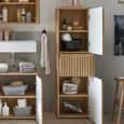 Austin Ribbed Oak Narrow Cabinet - 2 Door