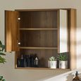 Hampshire Mirrored Bathroom Wall Mounted Cabinet - 2 Door - Walnut - Wood