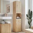 Austin Ribbed Oak Tall Cabinet - 2 Door
