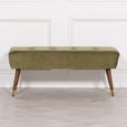 Buttoned Ottoman Bench - Olive Green Velvet