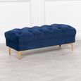 Tufted Ottoman Bench - Blue Velvet