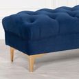 Tufted Ottoman Bench - Blue Velvet