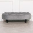 Oval Bench - Grey Velvet Fabric