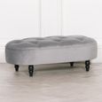 Oval Bench - Grey Velvet Fabric