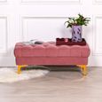 Tufted Ottoman Bench - Pink Velvet