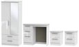 Knightsbridge White Gloss 4 Piece Bedroom Set with 2 Door Combi Wardrobe