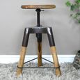 Stool - Mango Wood and Metal - Round - Adjustable