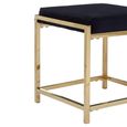 Allure Stool - Black Velvet Fabric - Gold Legs