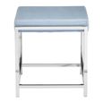 Allure Stool - Powder Blue Velvet Fabric - Chrome Legs