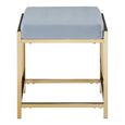 Allure Stool - Powder Blue Velvet Fabric - Gold Legs