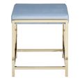 Allure Stool - Powder Blue Velvet Fabric - Gold Legs
