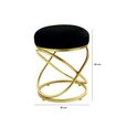 Rizzo Stool - Round - Black Velvet Fabric