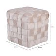 Ottoman Stool - Square - Dark Cream Velvet Fabric