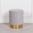 Round Stool - Grey Velvet