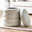 Hailey Ivory Boucle Round Storage Ottoman