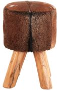 Inca Stool - Round - Brown Goat Hide