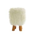 Inca Stool - Round - White Faux Fur