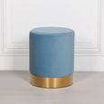 Round Stool - Ocean Blue Velvet