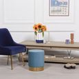 Round Stool - Ocean Blue Velvet