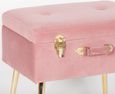 Suitcase Stool with Gold Legs - Pink Velvet