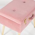 Suitcase Stool with Gold Legs - Pink Velvet