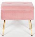 Suitcase Stool with Gold Legs - Pink Velvet