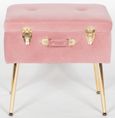 Suitcase Stool with Gold Legs - Pink Velvet