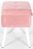 Suitcase Stool with White Legs - Pink Velvet