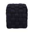 Ottoman Stool - Square - Plush Black Velvet Fabric