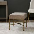 Ottoman Stool - Square - Taupe Linen Fabric