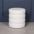 Beehive Round Stool - White Boucle Fabric