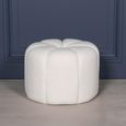 Petal Round Stool - White Boucle Fabric