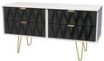 Diamond Black and White Bed Box with Gold Hairpin Legs