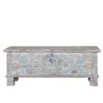 Innerbraz Storage Trunk - White Carved - Mango Wood