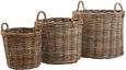 Wicker Kubu Rattan Round Storage Baskets (Set of 3)